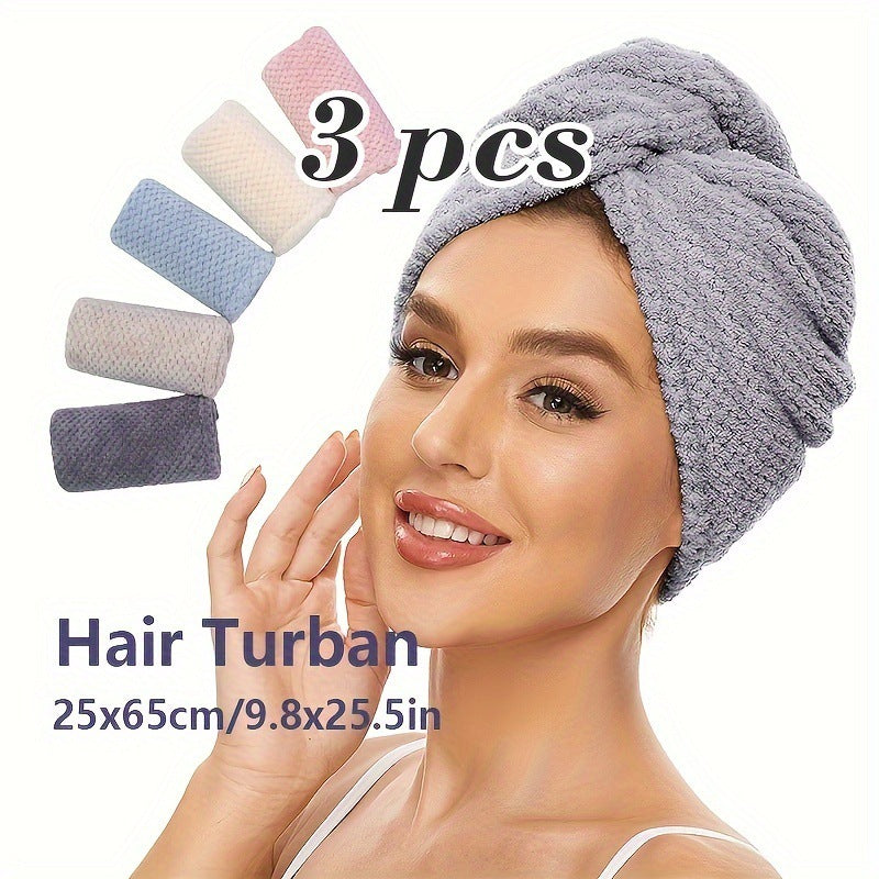 Femmes Coral Fleece Coiffure de séchage Cap Hautement Absorbant Séchage rapide Ananas Serviette de Weave Fo