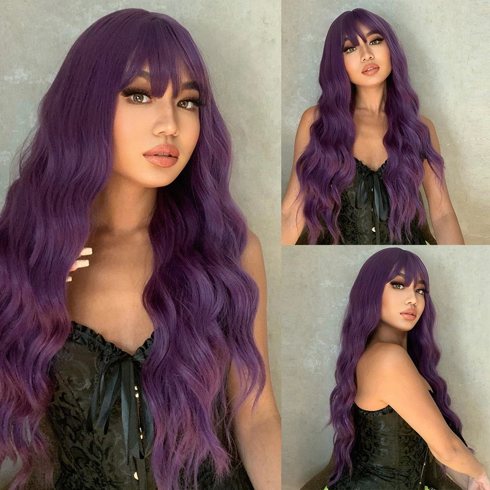 Long cheveux bouclés Perruque pleine tête
