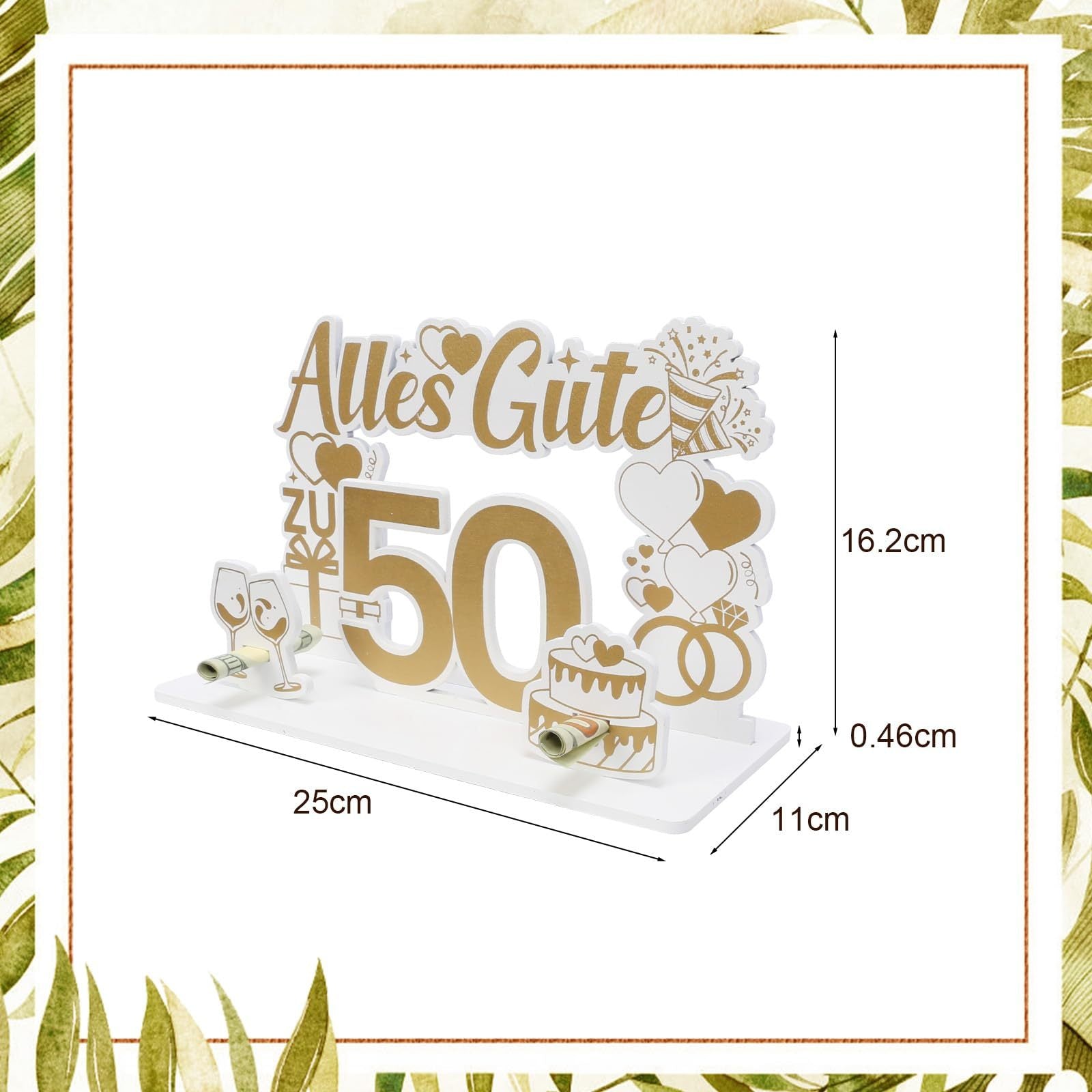Cadeau en argent pour anniversaire de mariage – 50e anniversaire de mariage en bois Cadeau en argent avec un E
