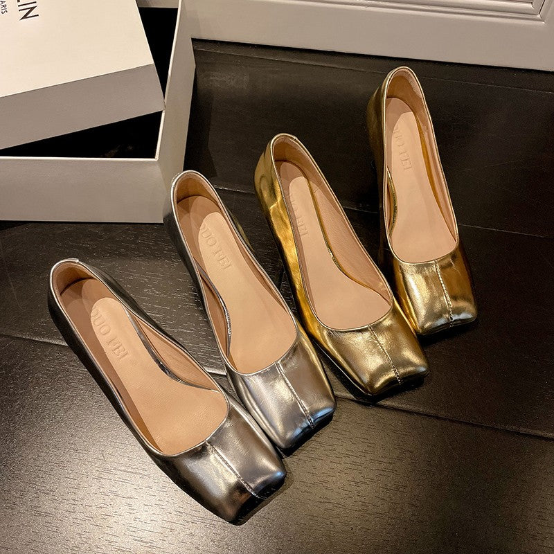 Women's Minimalist Metallic Flat Shoes