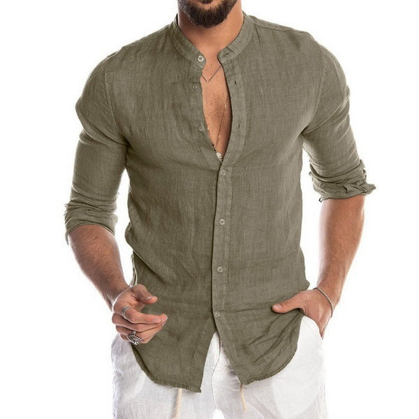 Linge de maison à col V Cardigan Manches longues Chemise Homme