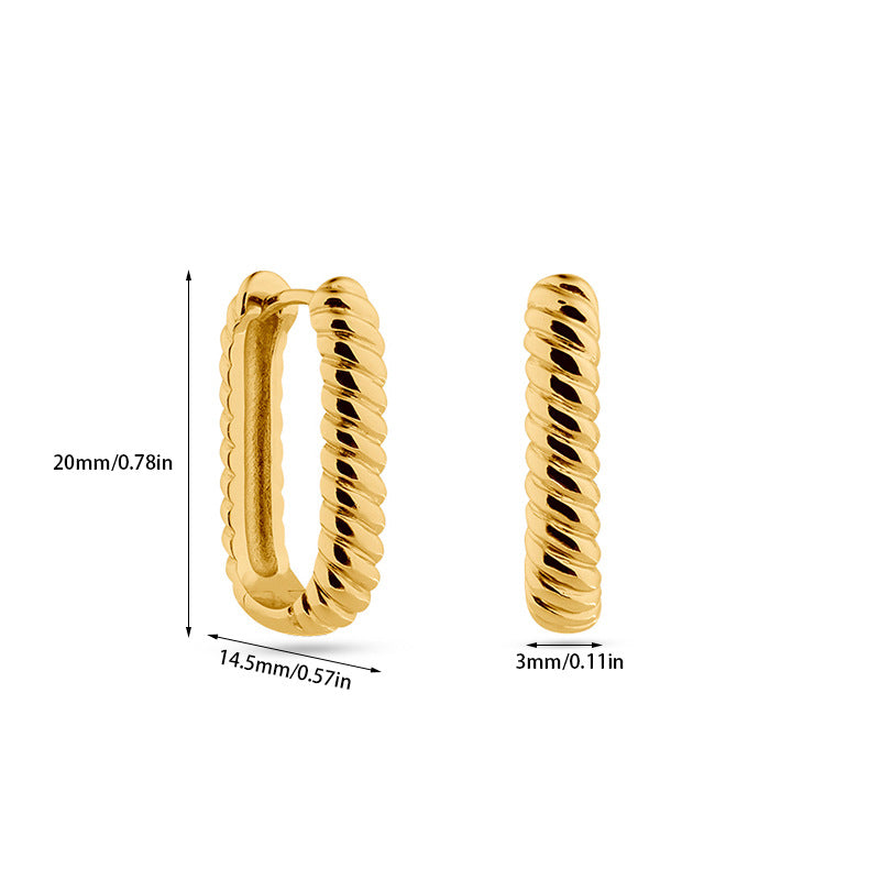 Boucles d'oreilles en U filetées Femmes Mode Simple et sophistiquée