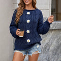 Femmes Crochet tricoté main Patchwork Loose-Fit pullover Sweater