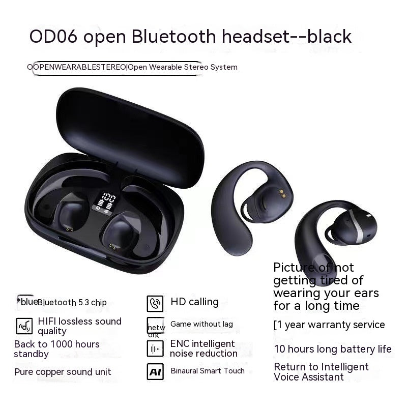 True Wireless Bone Conduction Ear Clip Earbuds Ultra-Long Battery Life