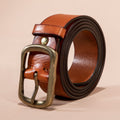 Ceinture pour hommes Cuir véritable Top Grain Pure Cowhide Retro Laiton Buckle
