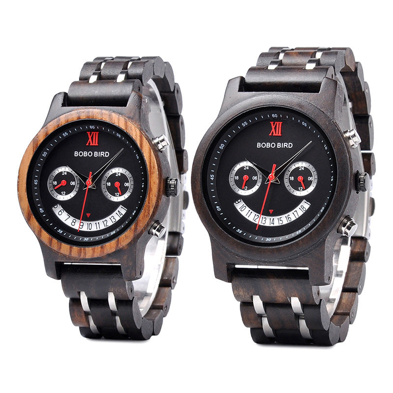 Montre à quartz en bois classique en bois
