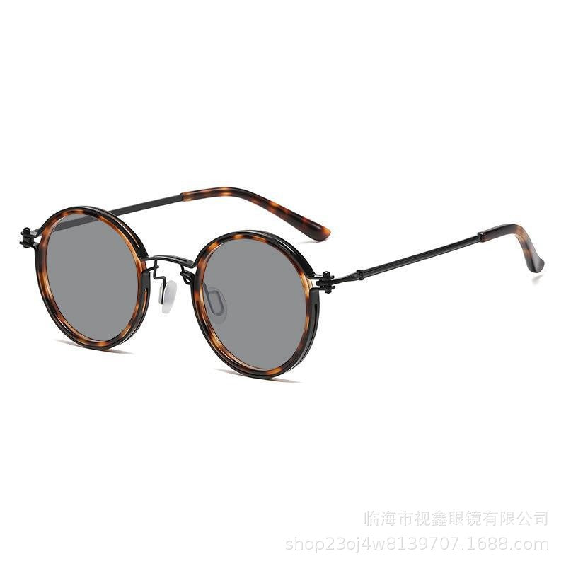 Lunettes de soleil rétro Lunettes de soleil en métal rond pour hommes