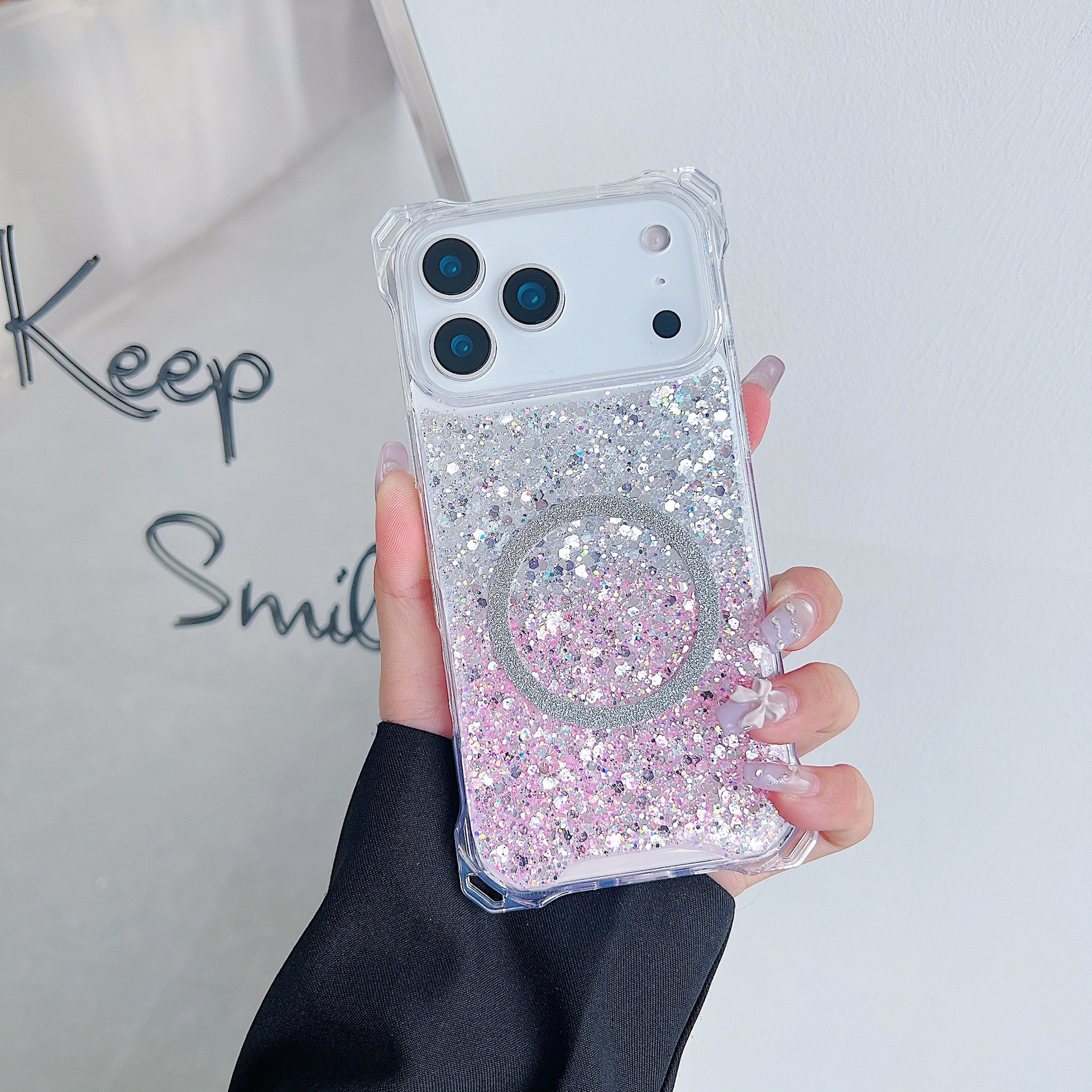 Applicable à IPhone16pro Glitter Magnetic Drop-resistant Phone Case