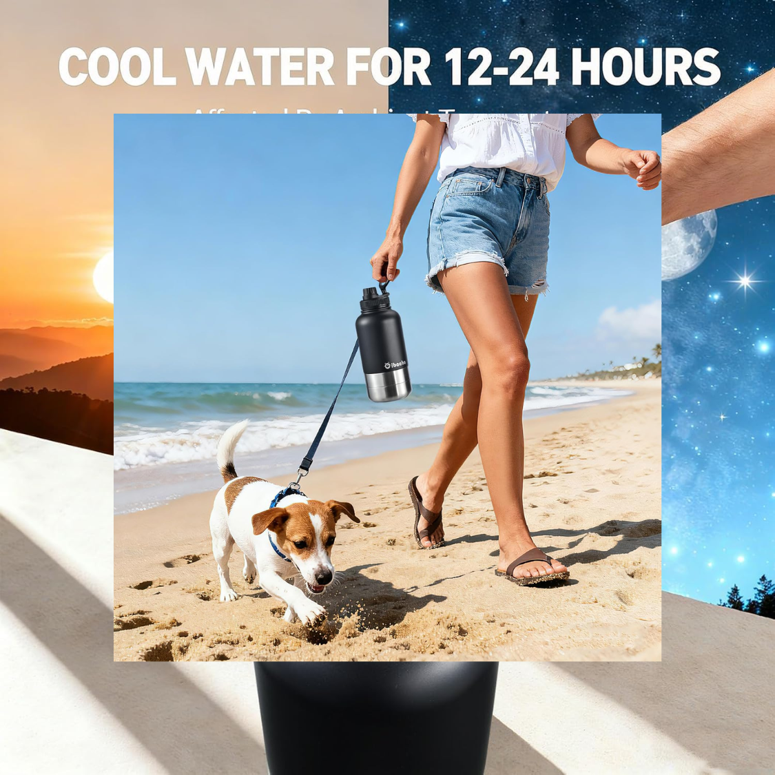 32 Oz bouteille d'eau isolée pour chien avec 2 bols