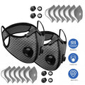 2 Pack Reutilisable demi-couverture visage Masque W ou filtre Cyclisme extérieur Masque sport visage Logi gris
