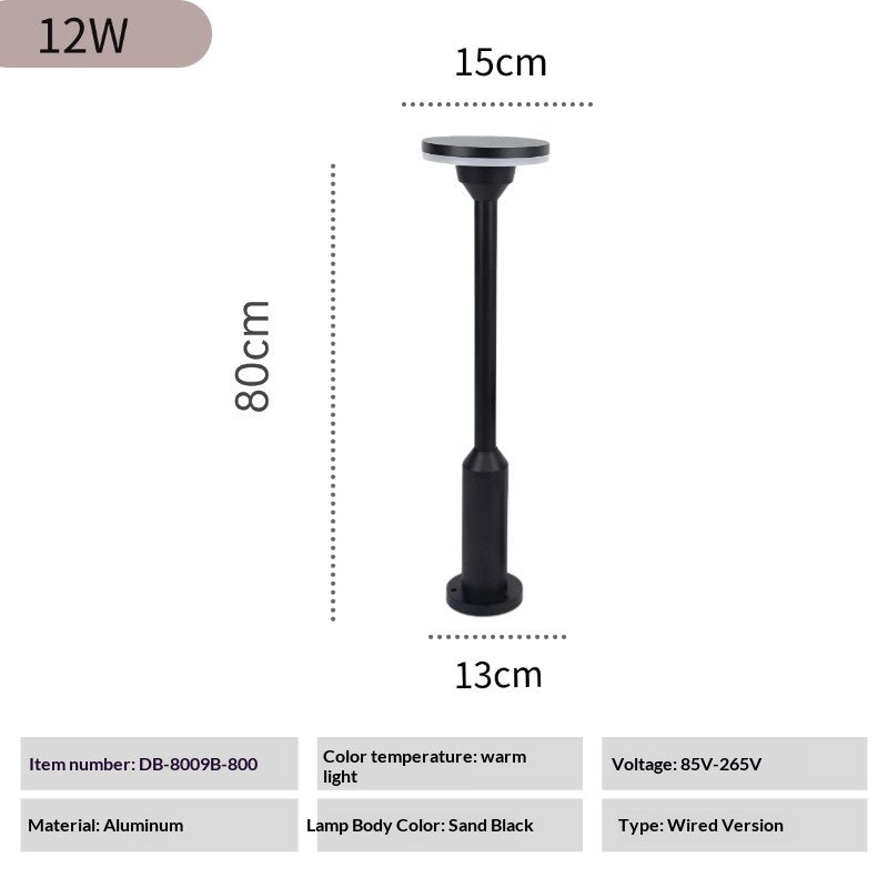 Lampe de cour en aluminium de poteau lumineux extérieur de jardin