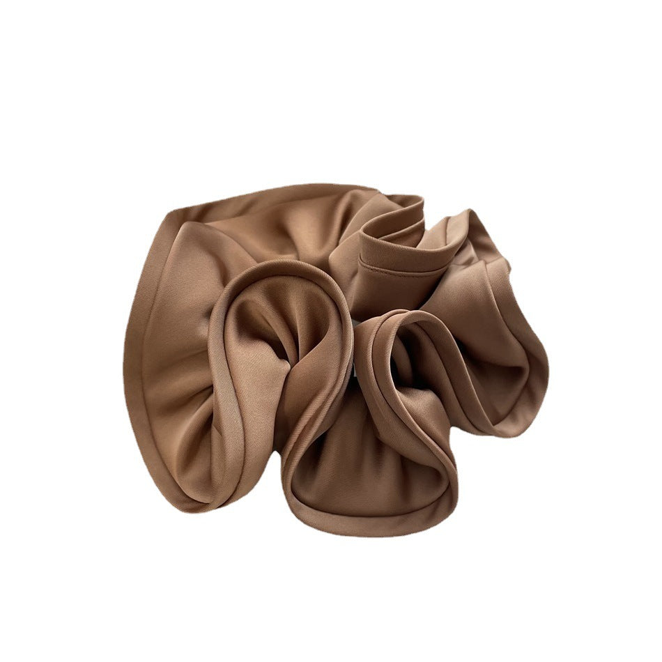 Satin d'oreille française en bois rétro Grande bague de cheveux intestinale pour femmes