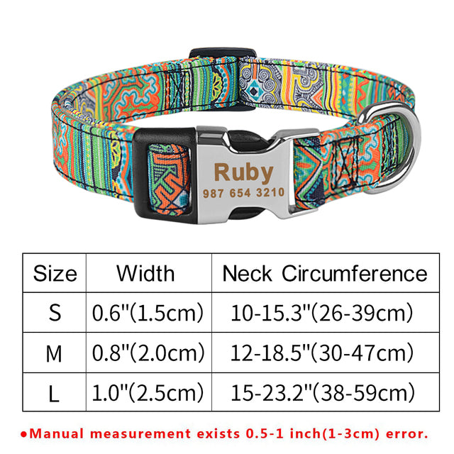 Collier de chien personnalisé en nylon réglable Free gravé Nom ID Tag