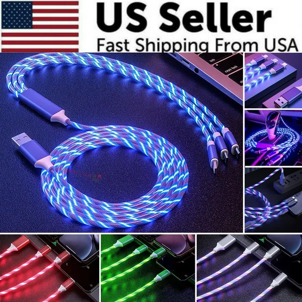 3-in-1 LED Fast Charging Cable Adapter for Type C Micro USB Charger Cable