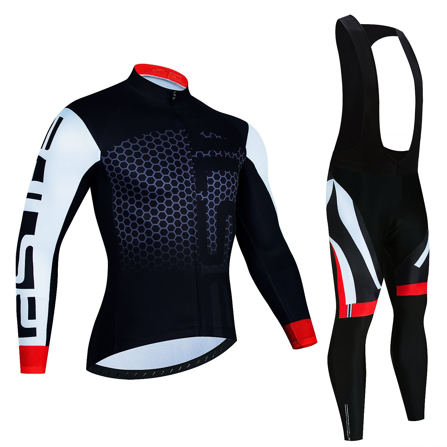 Haut de manches longues du Jersey d'équitation pour hommes et pantalons Wicking Suspender vélo respirant