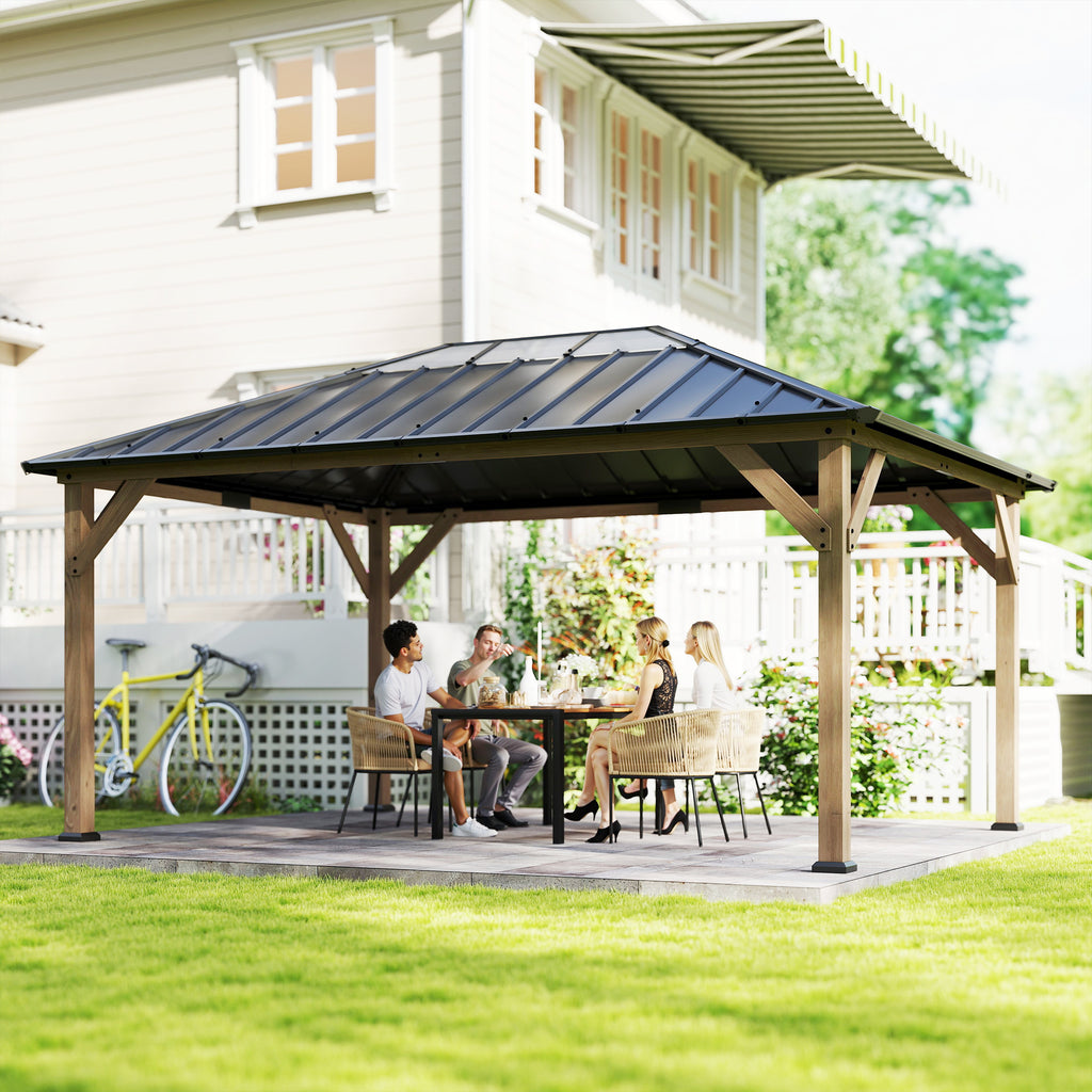 12 x 16 Gazebo avec toit en acier galvanisé