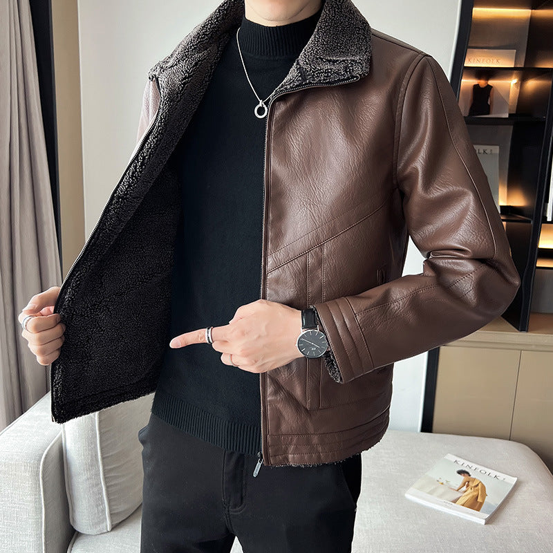 Vestes en cuir de style Hong Kong Velvet rembourré plus taille homme
