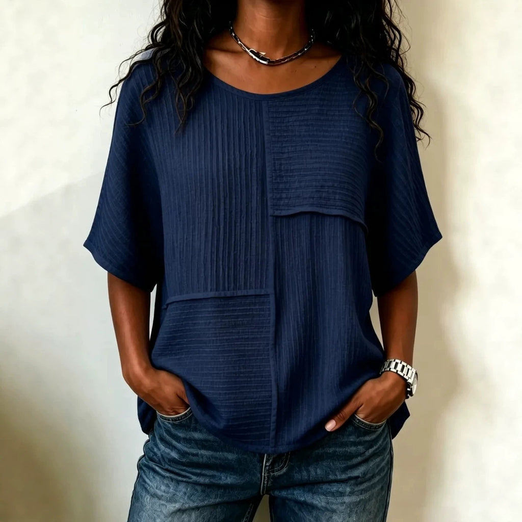 Femmes Casual Patchwork Haut à manches courtes