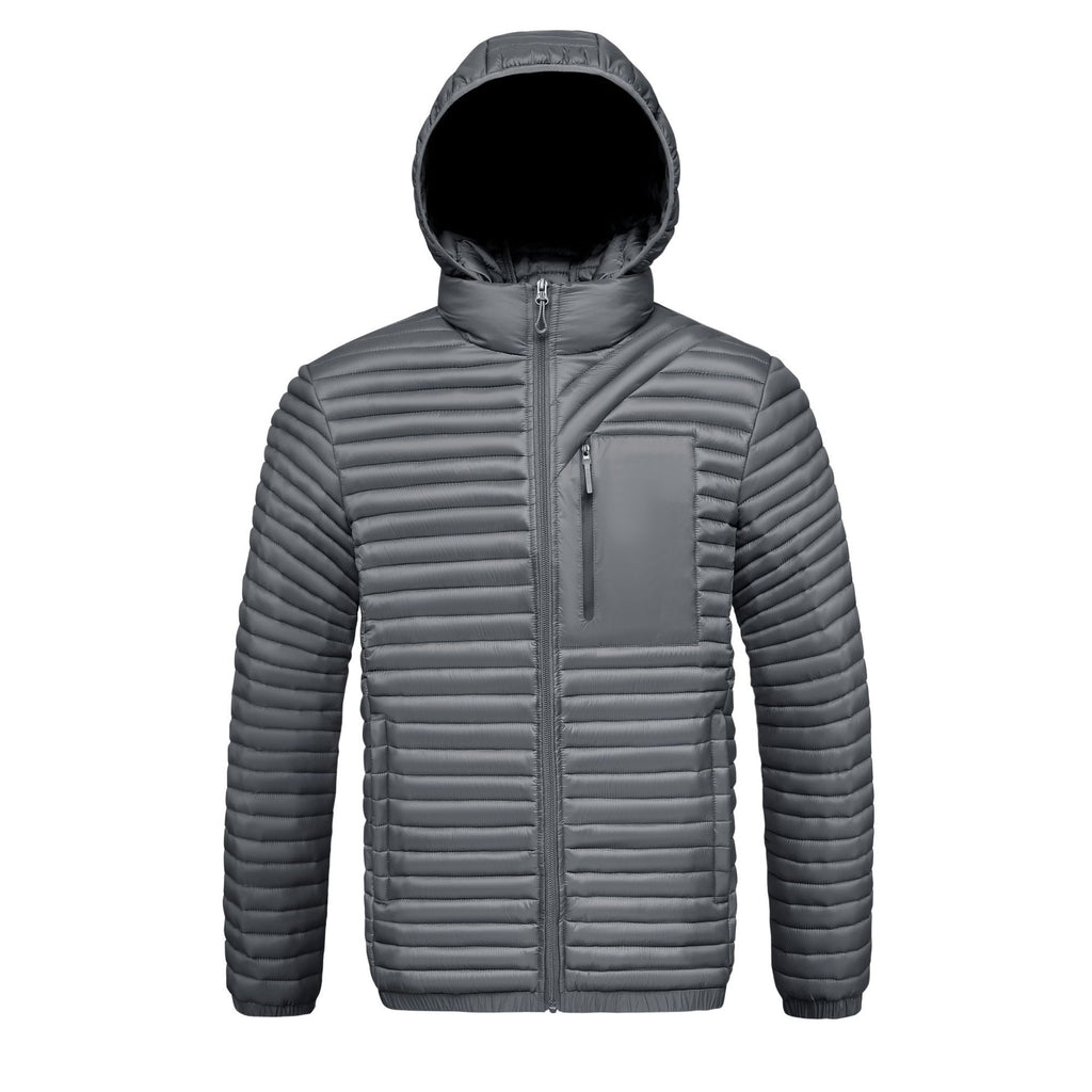 Hommes Detachable-hood Ribbed Coton rembourré Coat