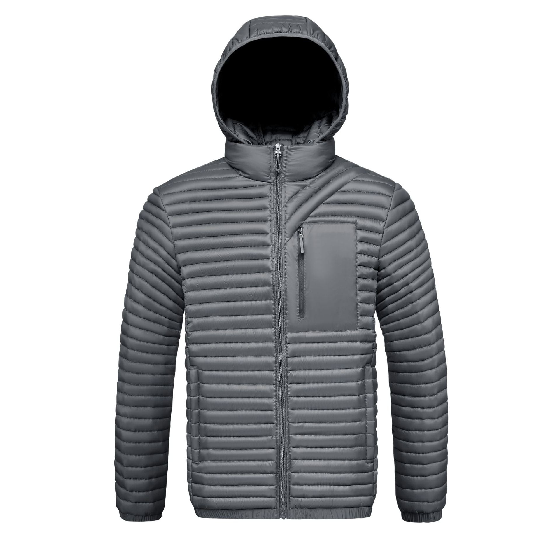 Hommes Detachable-hood Ribbed Coton rembourré Coat