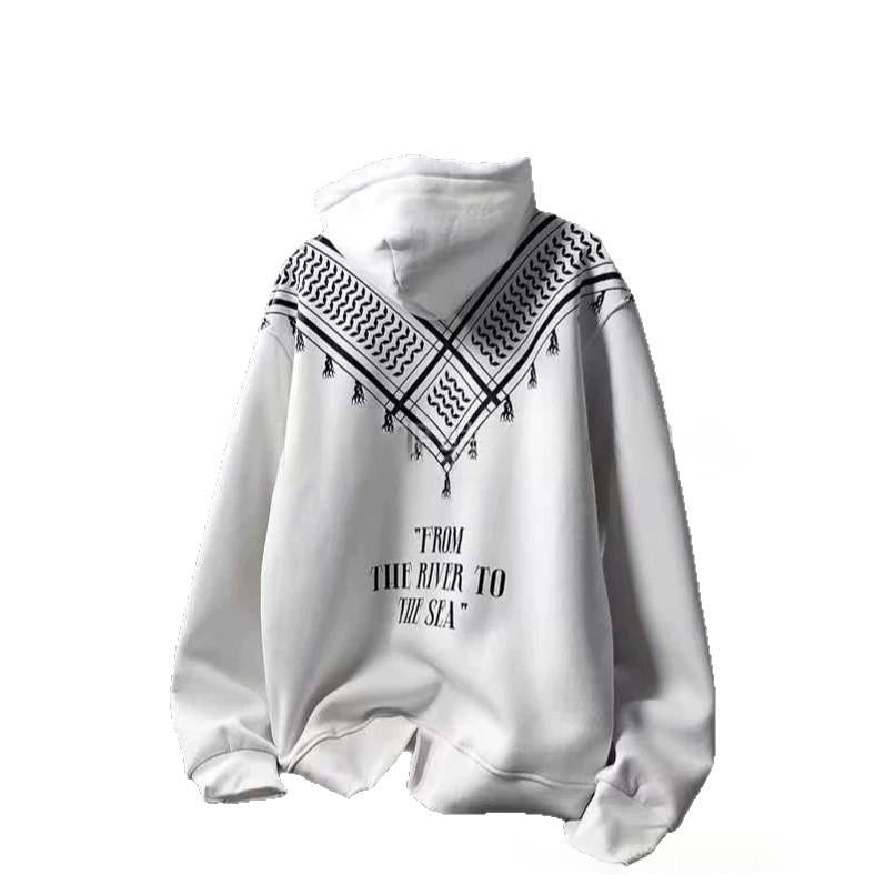 Sweatshirt à capuchon imprimé numérique en couleur unie avec poches