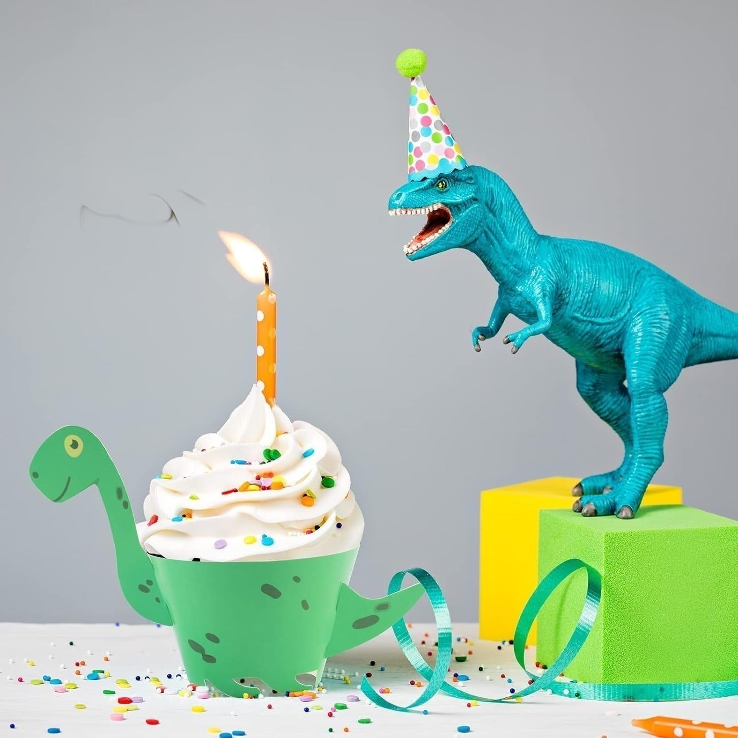 Ensemble de 48 pièces de mini cupcake de Dinosaur et rappeurs