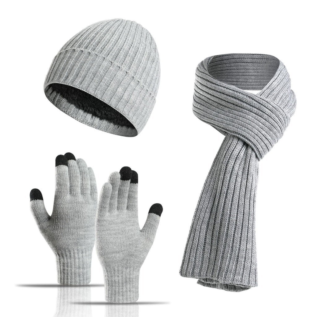 Gants d'écharpe de chapeau en laine chaude, tricotés par des hommes et des femmes