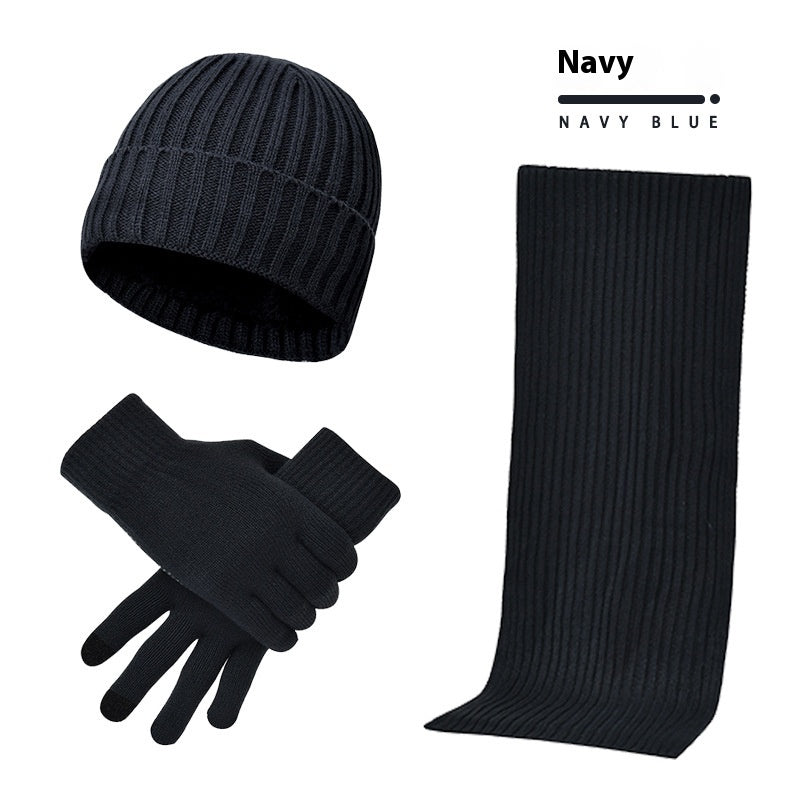 Gants d'écharpe de chapeau en laine chaude, tricotés par des hommes et des femmes