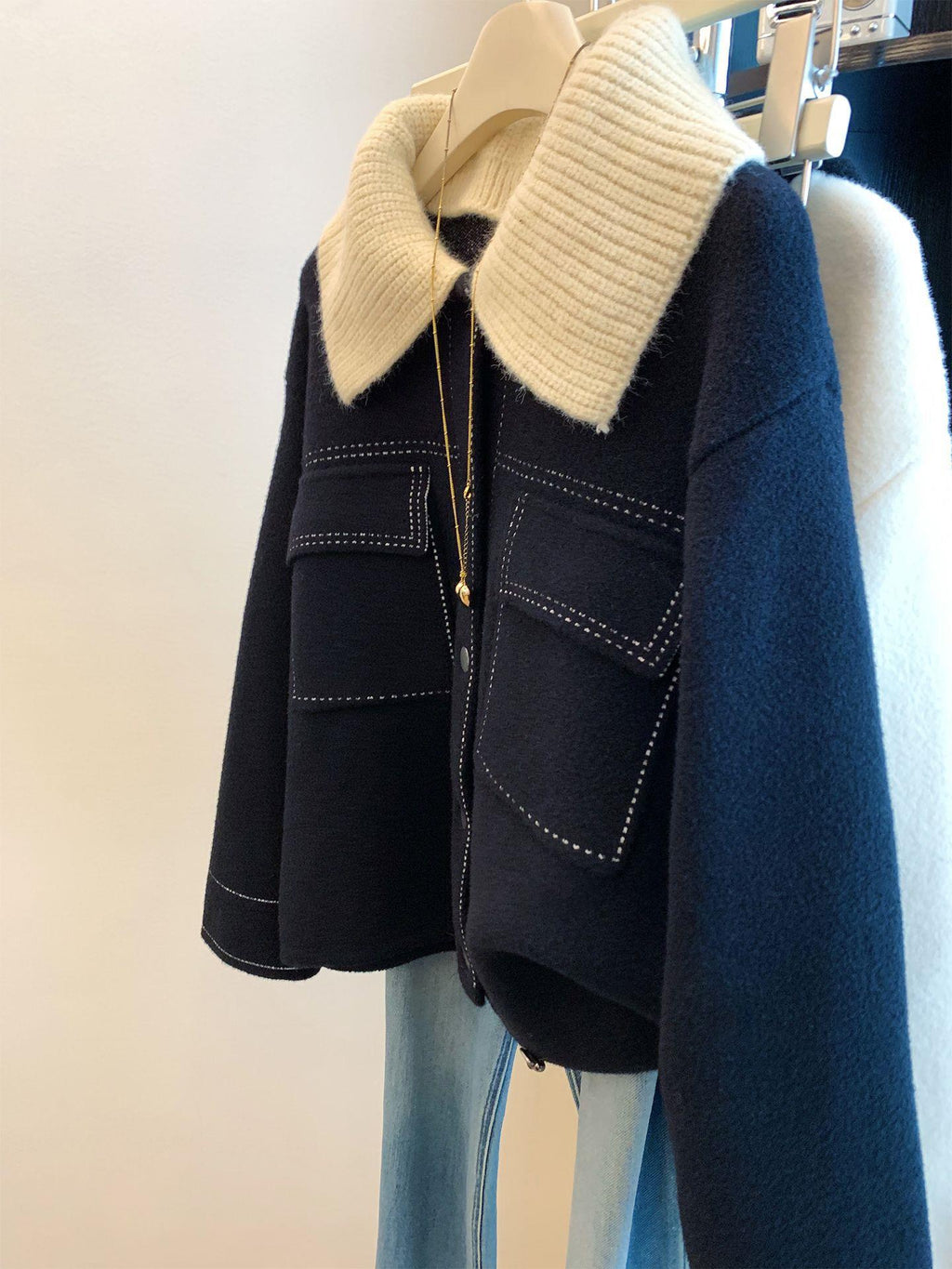 Top casual pour femmes en laine de col notch