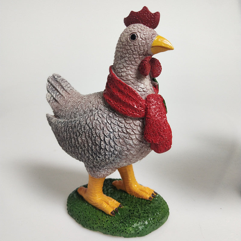 Poulet avec écharpe décoration de vacances