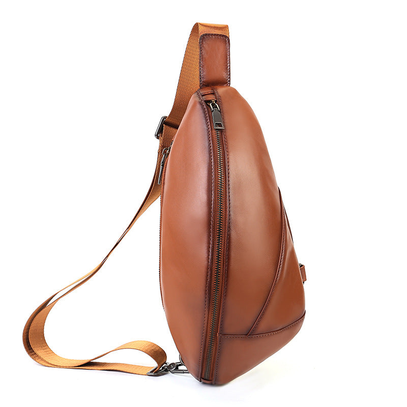 Cuir Mode Chest Hommes Sac à dos en cuir Sac à dos