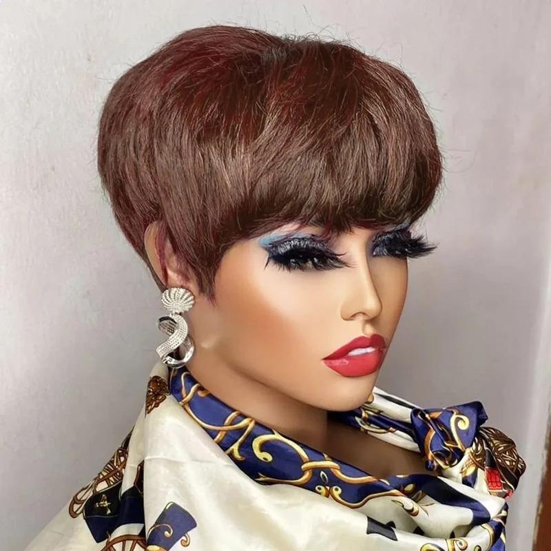 Fashion brune cheveux courts éponge synthétique