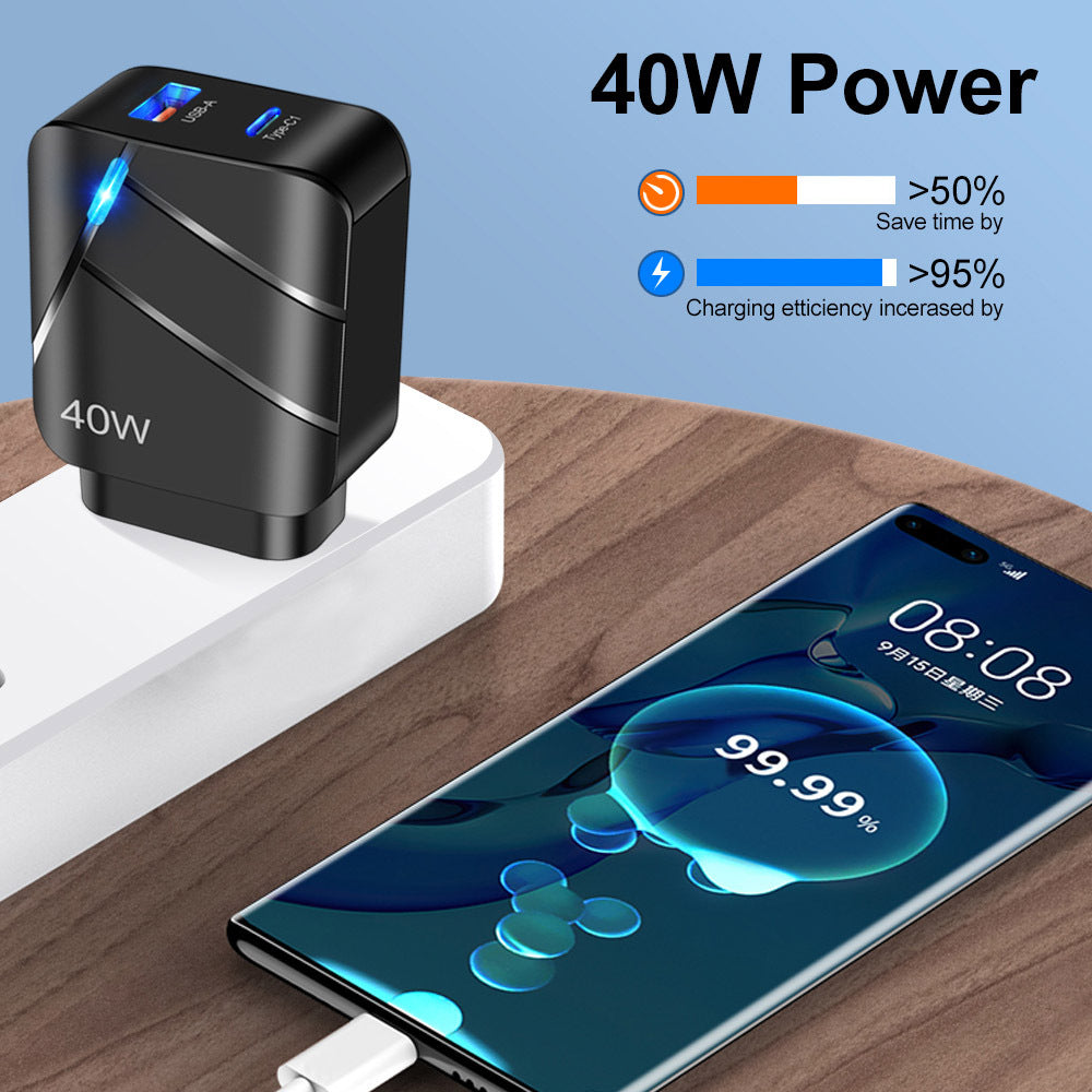 Chargeur de téléphone portable à recharge rapide 40W PD QC30
