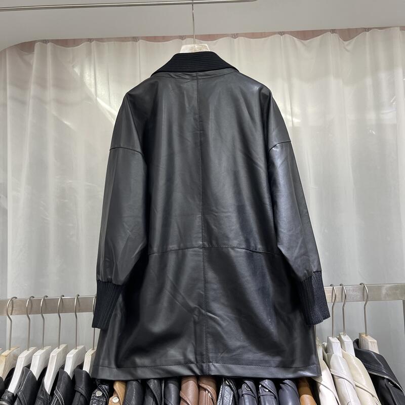 Manteau en cuir de mi-longueur femmes