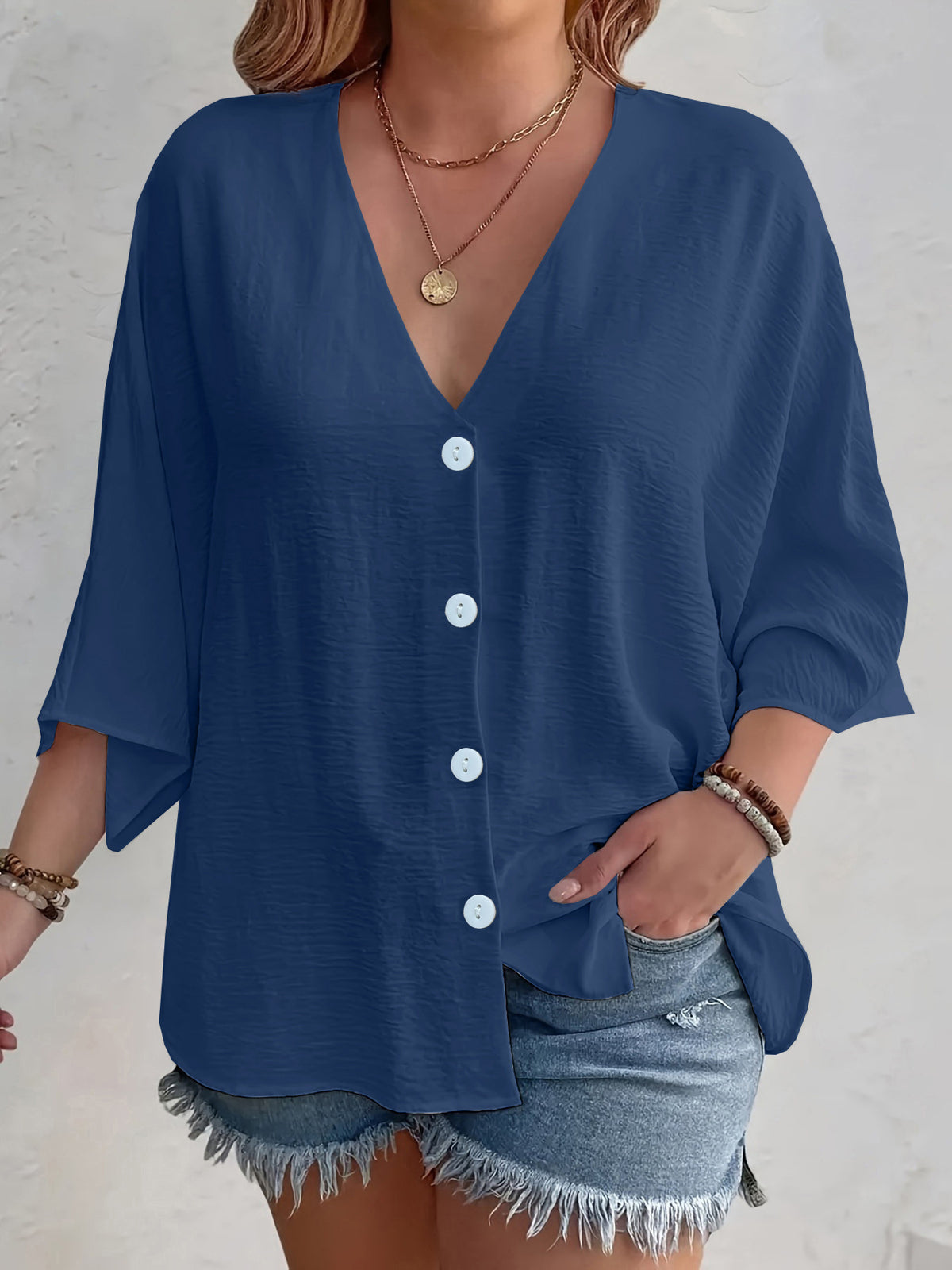 Printemps et automne Station indépendante européenne et américaine Amazon Vêtements pour femmes V-Neck