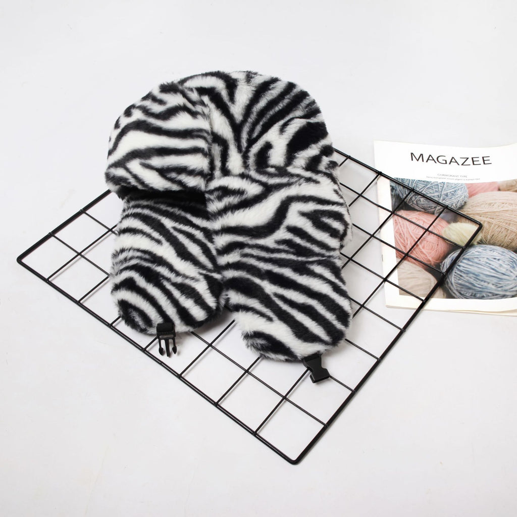 Color-block en peluche rayée Lei Feng Chapeau épais pour hommes et femmes