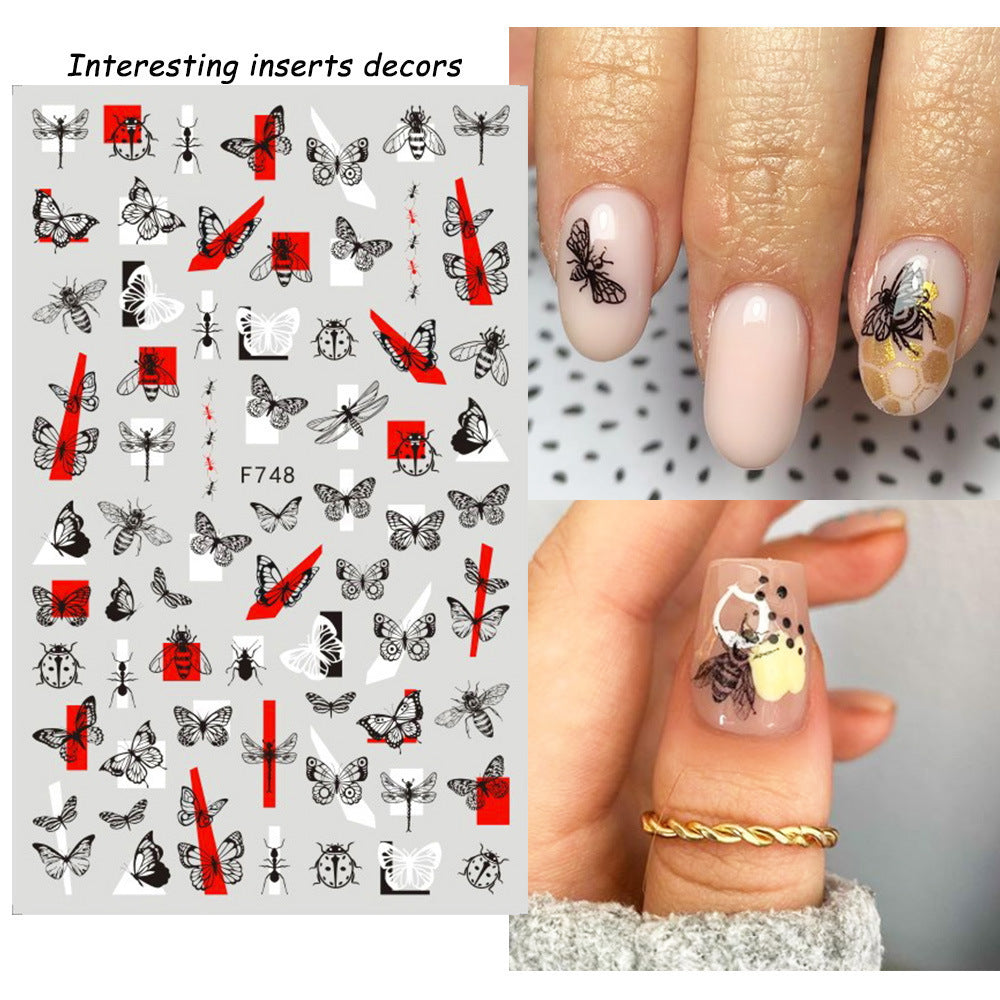 Stickers Adhésif Art des ongles style Instagram Black and White Butterfly Punk Vibe