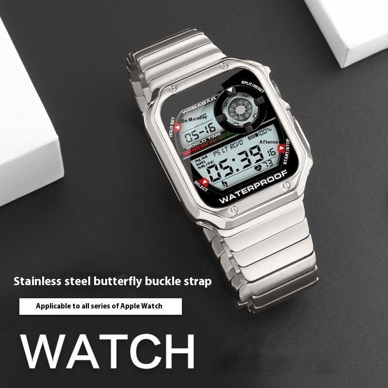 Bracelet de montre en métal acier inoxydable avec papillon
