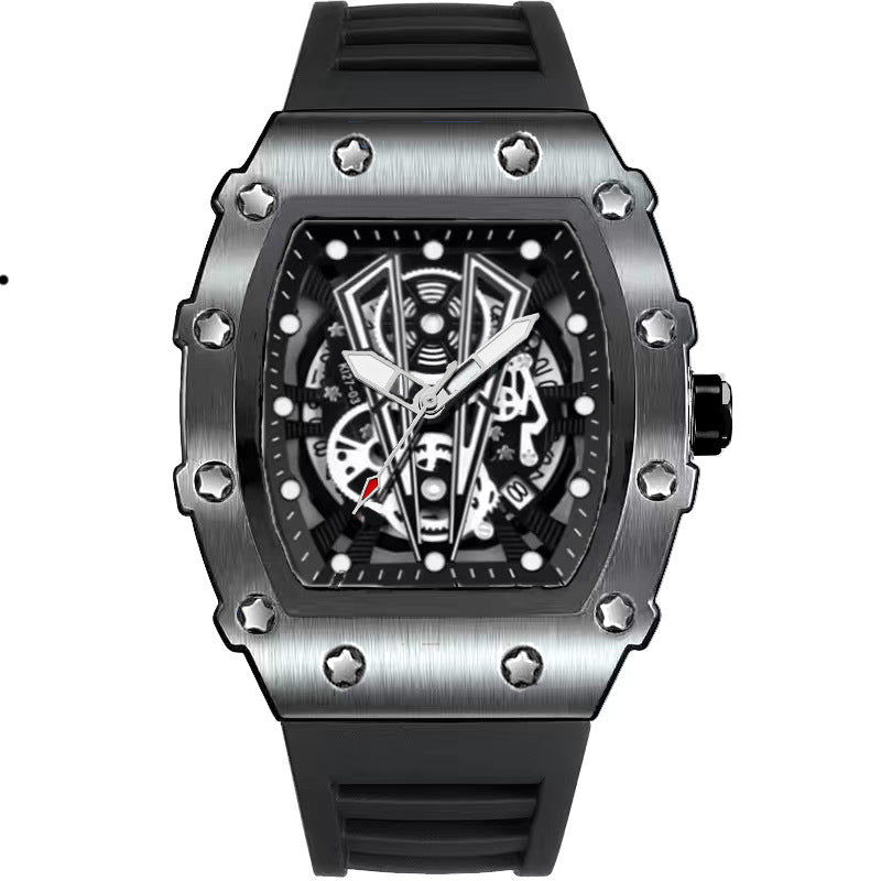 Montre Quartz en forme de barillet pour hommes Casual Sport