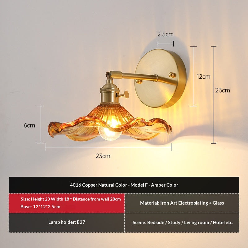 Lampe murale retro en verre coloré