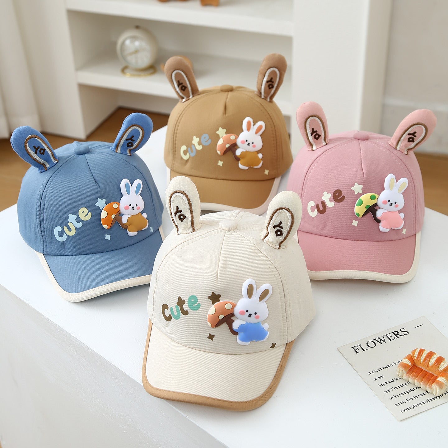 Chapeau pour enfants - Coréen Style Baby Trois dimensions Lapin Oreilles Cartoon Champignon Lapin B
