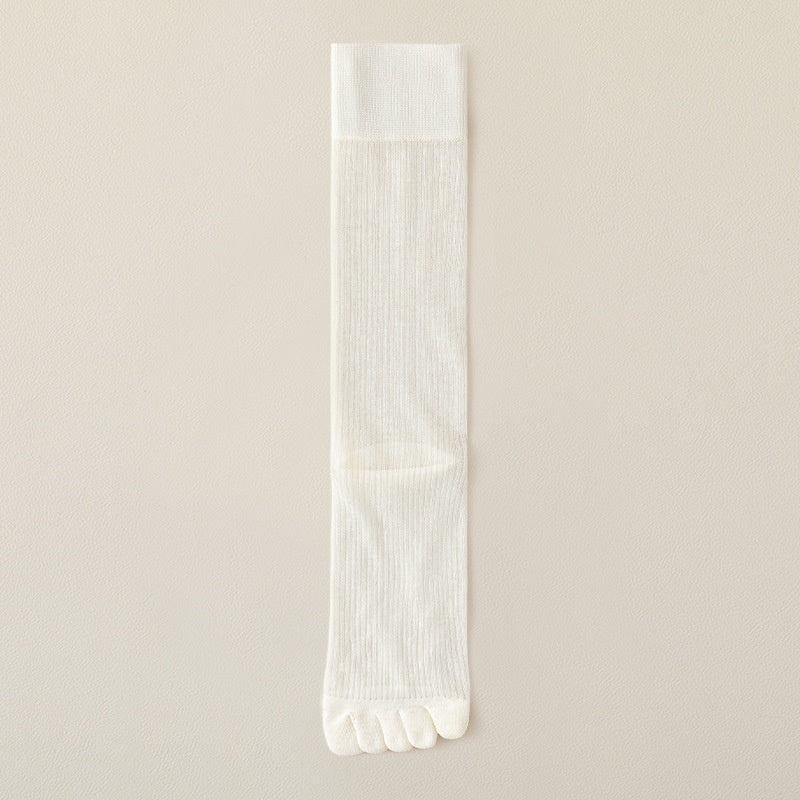 Chaussettes cinq orteils pour les femmes Été mince mi-calf Chaussettes absorbante et déodorante