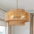 17.7" Boho Rattan Chandelier pour salle à manger luminaire