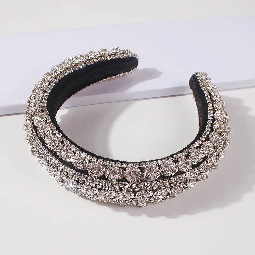 Strass Full Diamond Temperament Headband Mode Large bord baroque accès cheveux en cristal