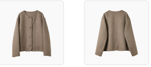 Manteau de laine à col d'équipage court en cachemire