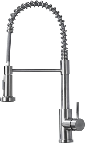Robinet de cuisine à coupe unique en argent avec tête pulvérisée
