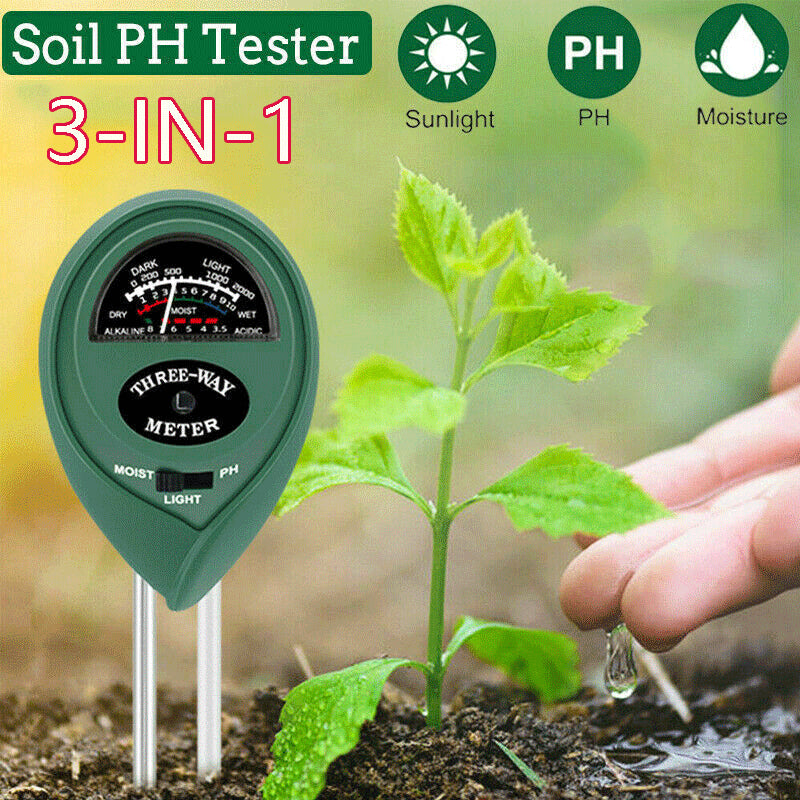 3 Dans 1 testeur PH compteur d'eau du sol compteur d'essai de lumière pour la plantation de plantes de jardin