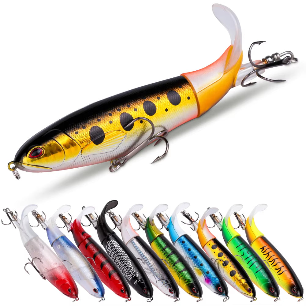 10pcs 1set 35g 14cm Topwater Fishing Lure Kit avec la queue vivace vibrante réaliste