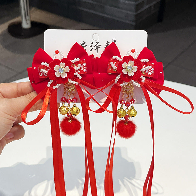 Accessoire pour les cheveux de style chinois Red Bow