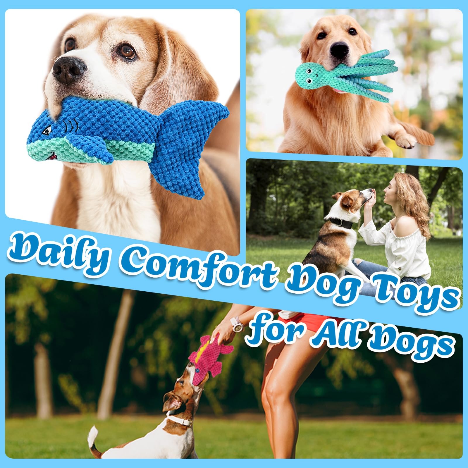Jouets pour chiens Squeaky Crinkle pour les brochettes agressives
